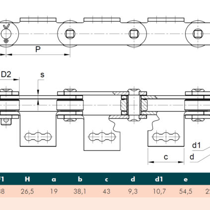 Chain pitch 76,2/01